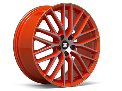Leichtmetallfelge 19" Diamantbeschichtung, oranger Hintergrund – Performance Pack
